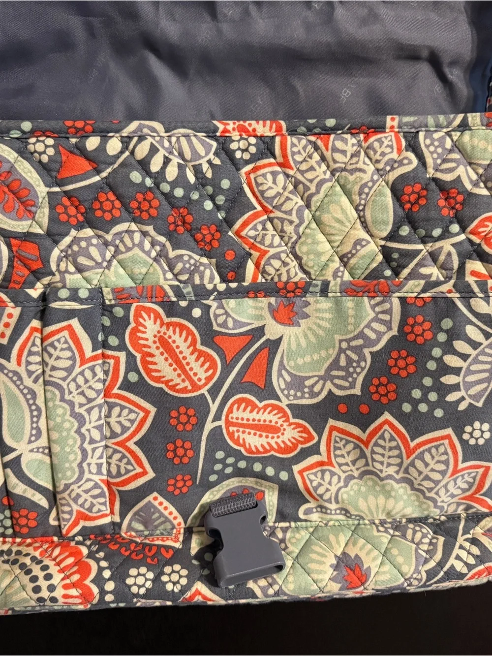 Vera Bradley Navy Quilted Crossbody with Coral Floral Motif